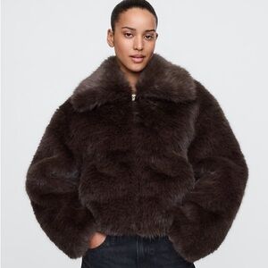 Gap Crop Faux Fur Jacket